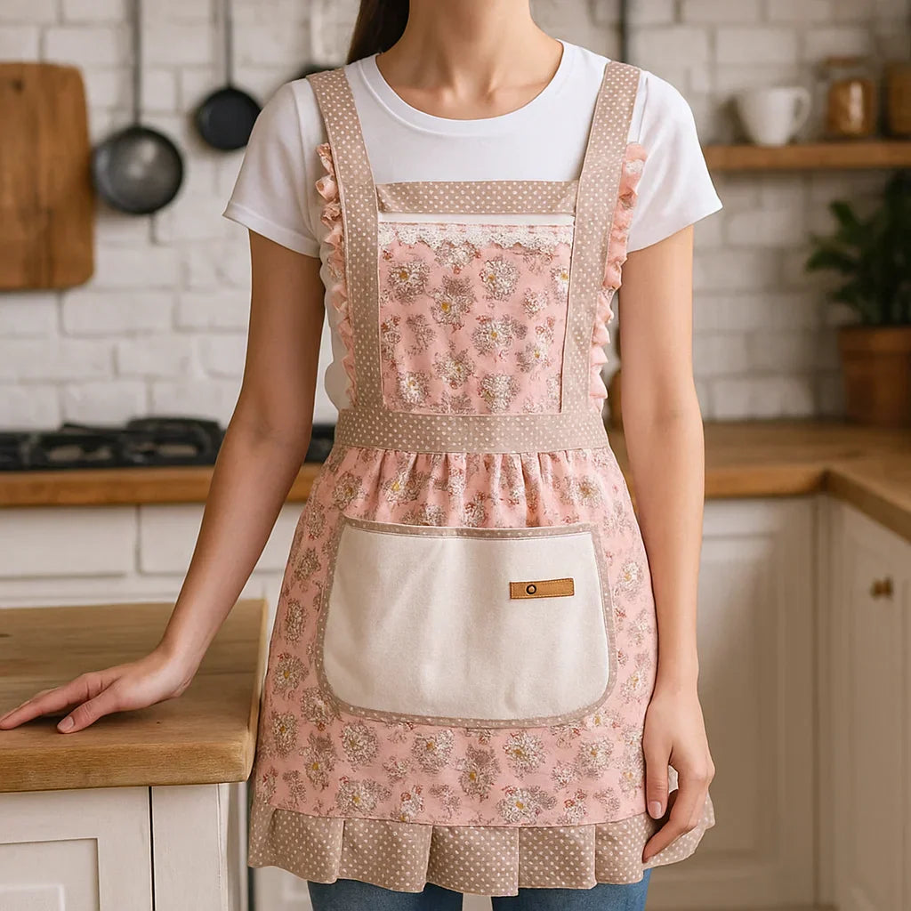 Pretty Floral Print Cooking Apron