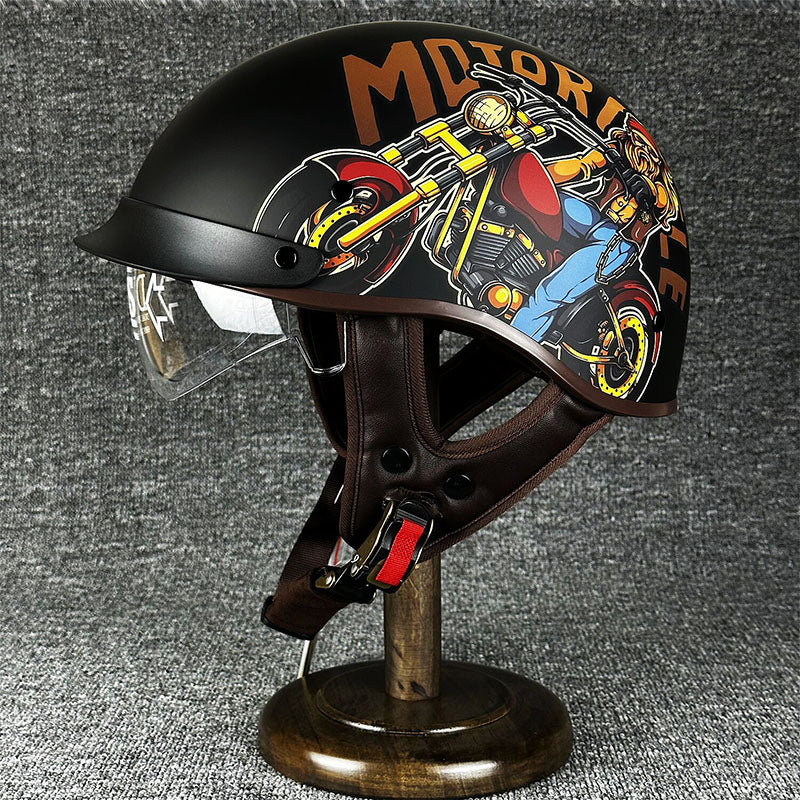 Sleek Chopper Motorcycle Helmet with Simple Style