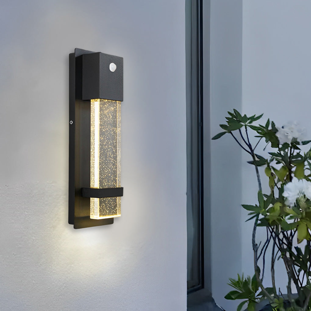 Sleek Glass Outdoor Motion Sensor LED Wall Light