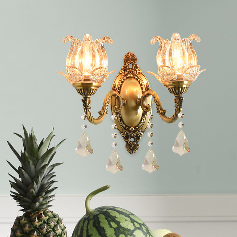Classic Clear Glass Brass Wall Lamp