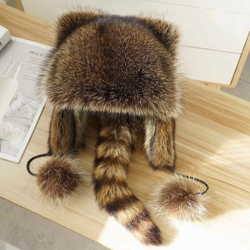 Adorable Faux Fur Raccoon Parent Kid Hat