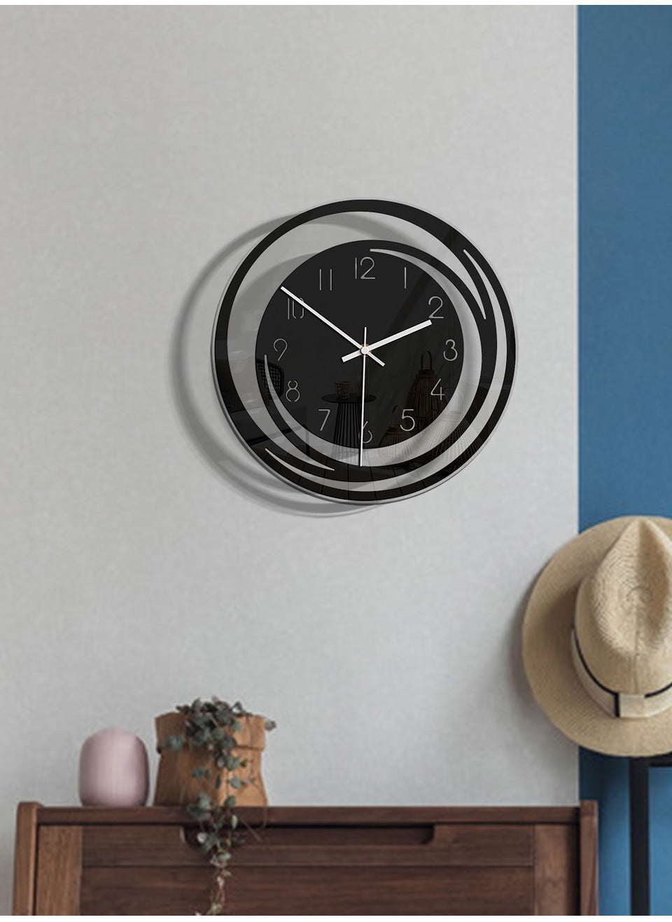 Slim Quiet Wall Clock in Acrylic