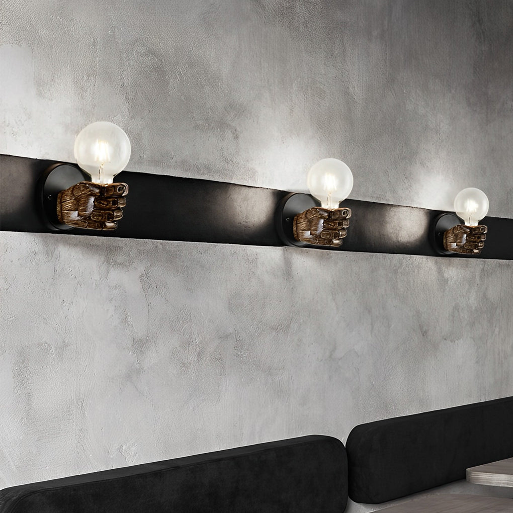 Edgy Metal Fist Wall Light Industrial Lamp Sconce