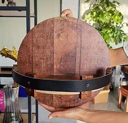 Distressed Whiskey Barrel Bar Shelf