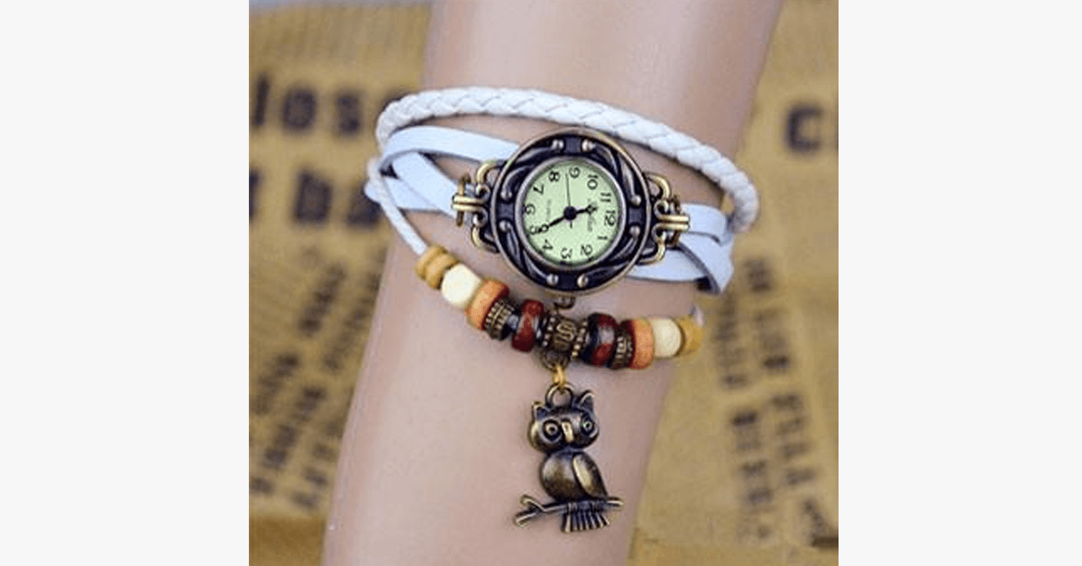 Unique Owl Leather Strap Wrist Watch