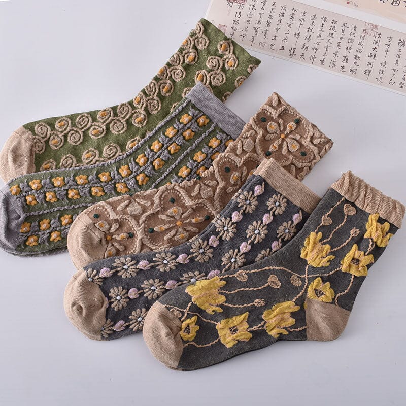 Colorful Womens Flower Patterned Socks (10 Pack)
