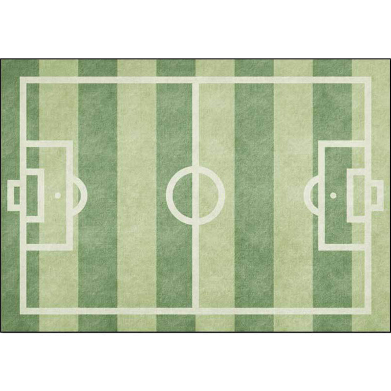 Fun Soccer Theme Green Kid's Play Rug