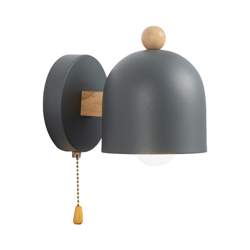 Rustic Mini Pendant Wall Light with Wooden Accent