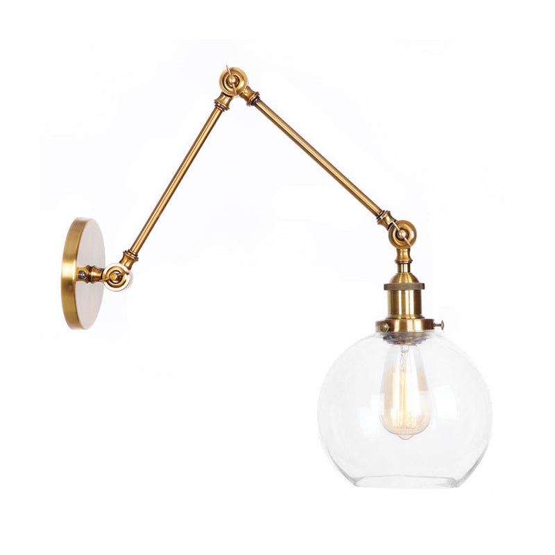 Classic Bronze Swing Arm Glass Wall Lamp