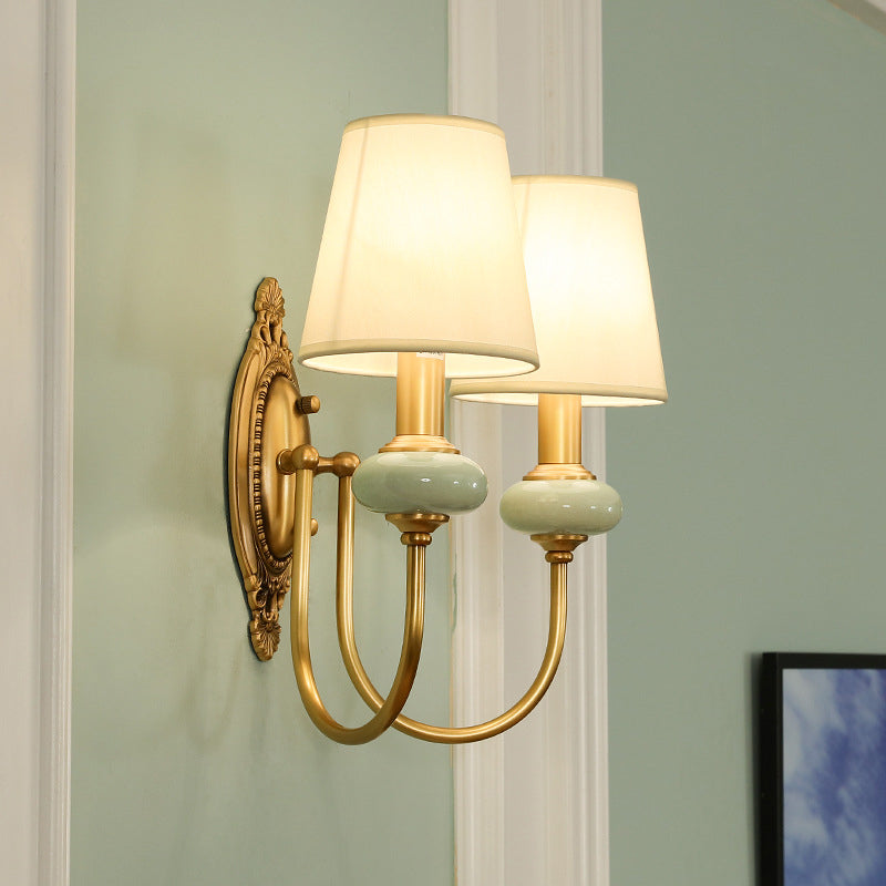Classic Brass Wall Sconce Lamp with Green Shade