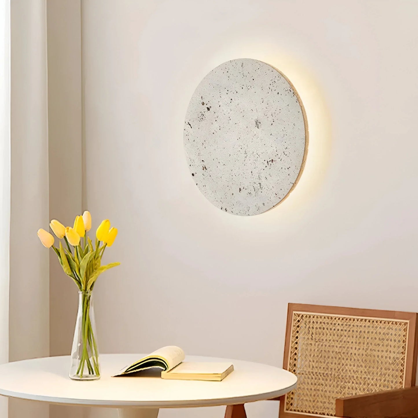 Natural Rock Style Circular Wall Lamp