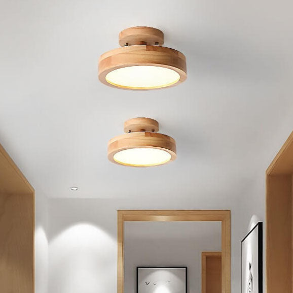 Sleek Wooden LED Semi Flush Mount Ceiling Light