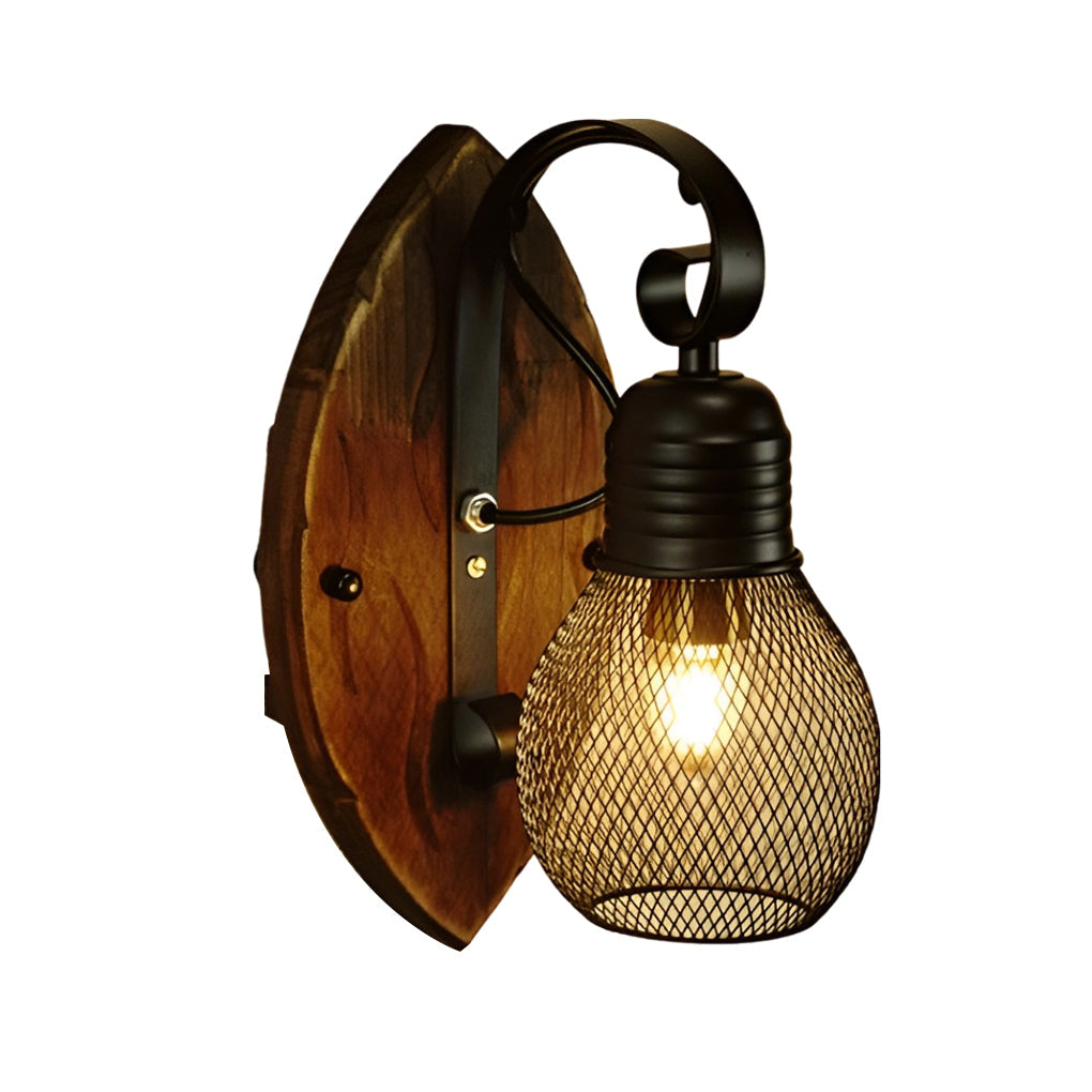 Vintage Metal Cage Pendant Wall Light