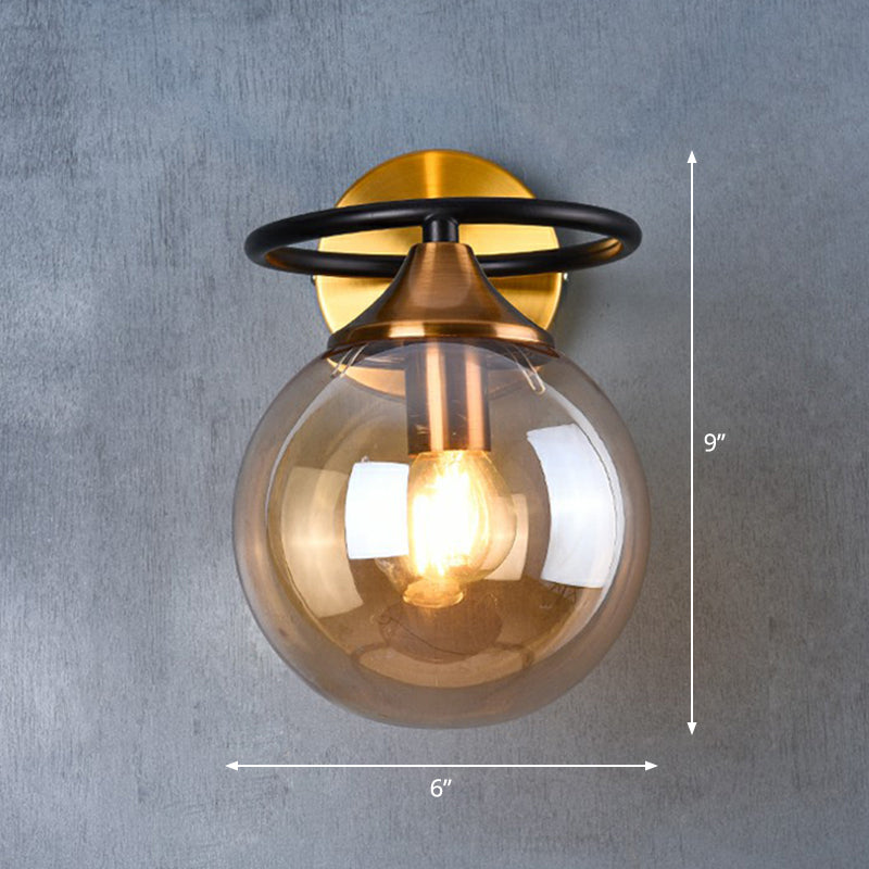 Modern Glass Brass Bedroom Wall Lamp