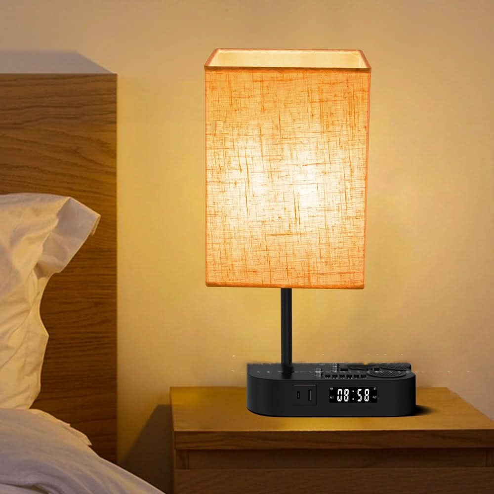 Smart Alarm Clock with USB Charger and Desk Lamp