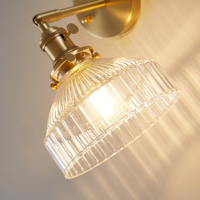Luxury Gold Wall Sconce Lamp with Textured Glass Shade