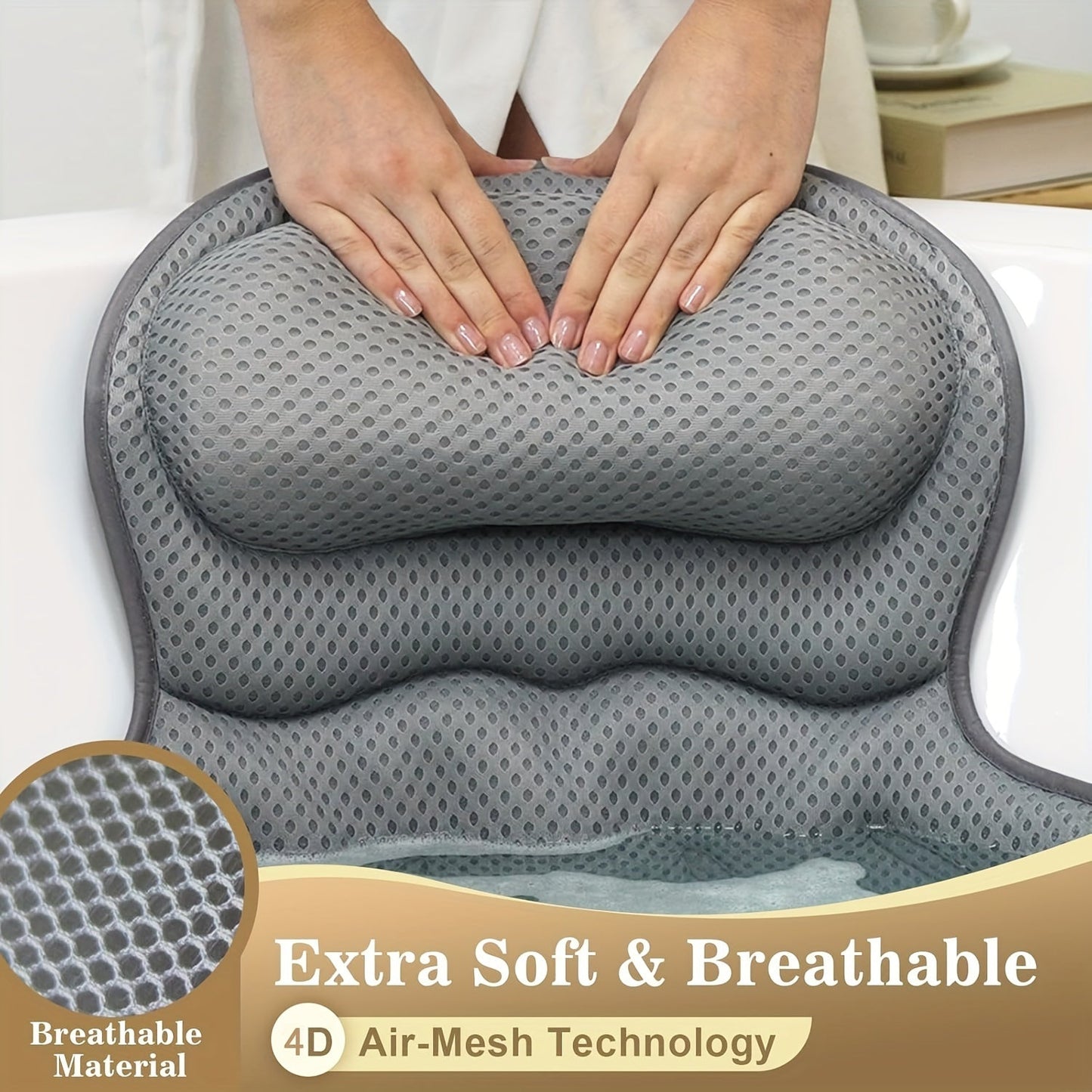 Plush Spa Bath Pillow with Soft Neck Support