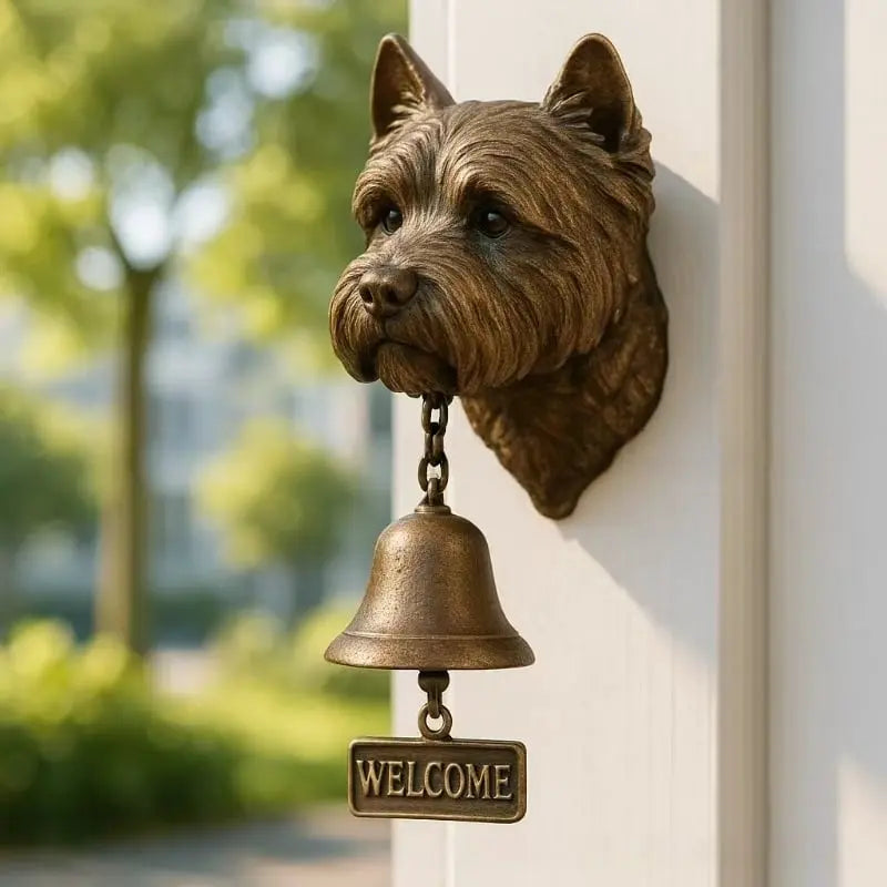 Classic Bronze Wall Bell with Dog Design