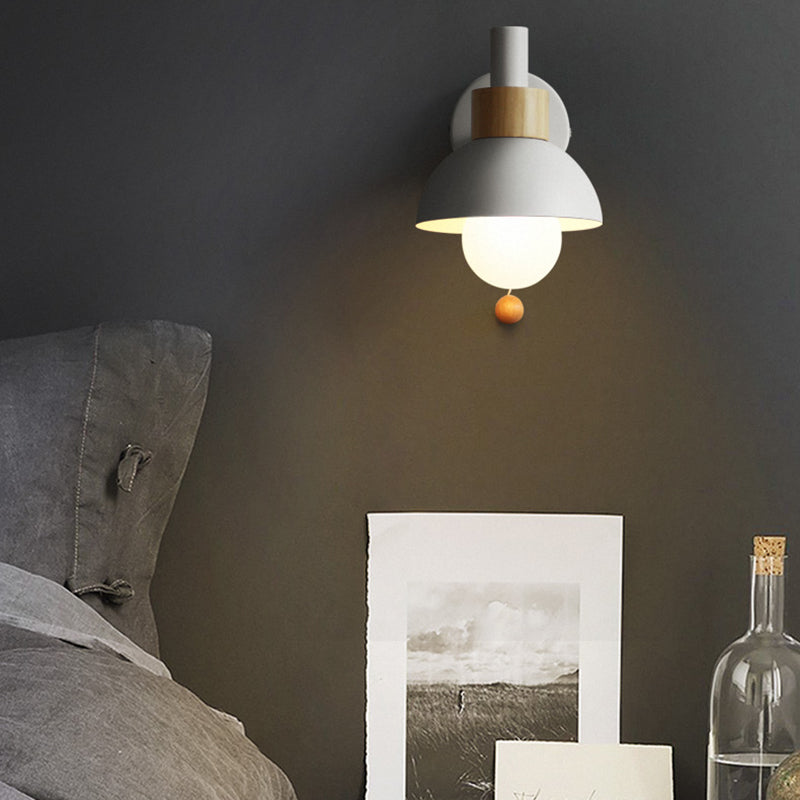 Vintage Glass Wall Lamp with Metal Shade