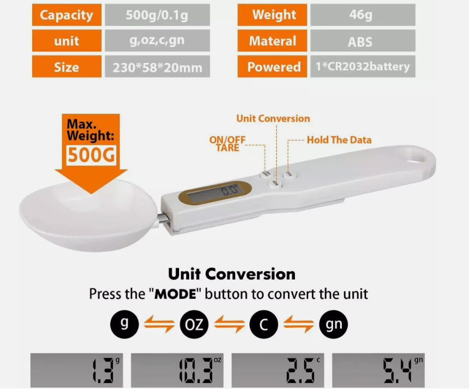 Accurate Digital Kitchen Spoon Scale