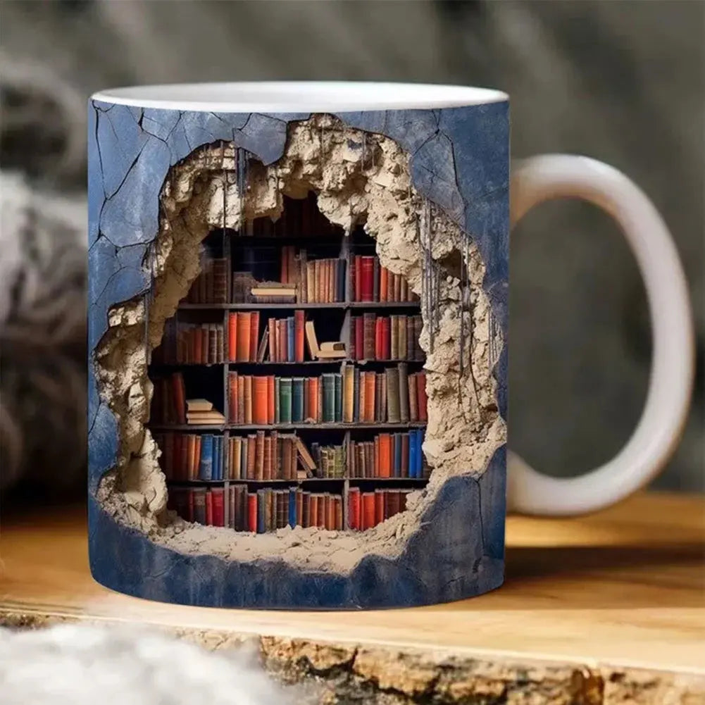Unique Book Lover 3D Ceramic Coffee Mug