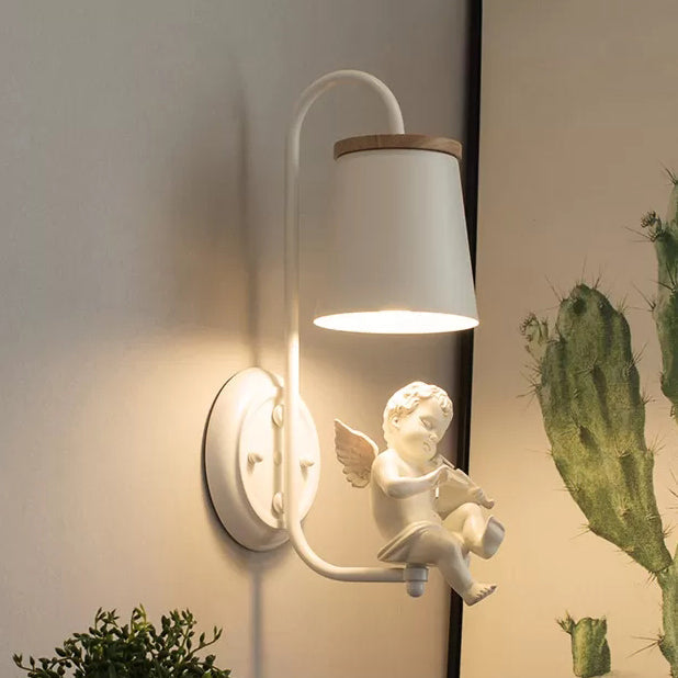 Small Elegant Metal Wall Lamp with Fabric Shade