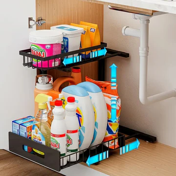 Compact Double Layer Kitchen Sink Storage