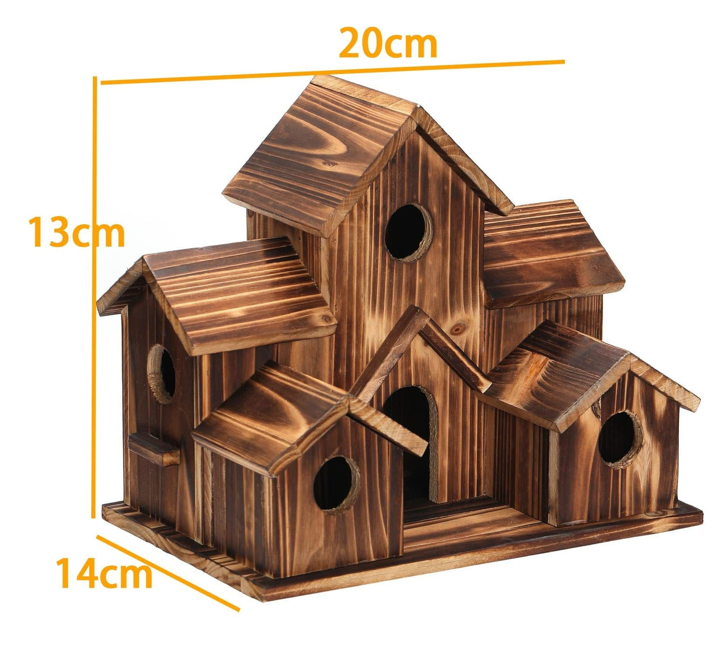 Natural Wood Bird Feeder with 6 Compartments