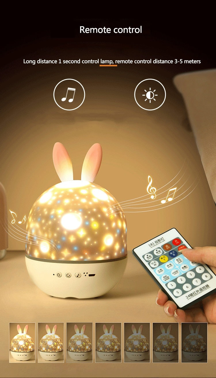 Colorful Bunny Star Night Light Projector