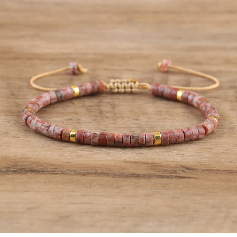 Bohemian Stone Beaded Bracelet with Natural Rollers