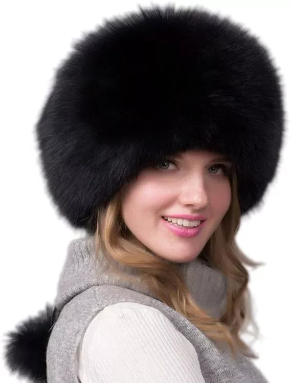Luxurious Real Fur Winter Hat for Women with Earmuffs