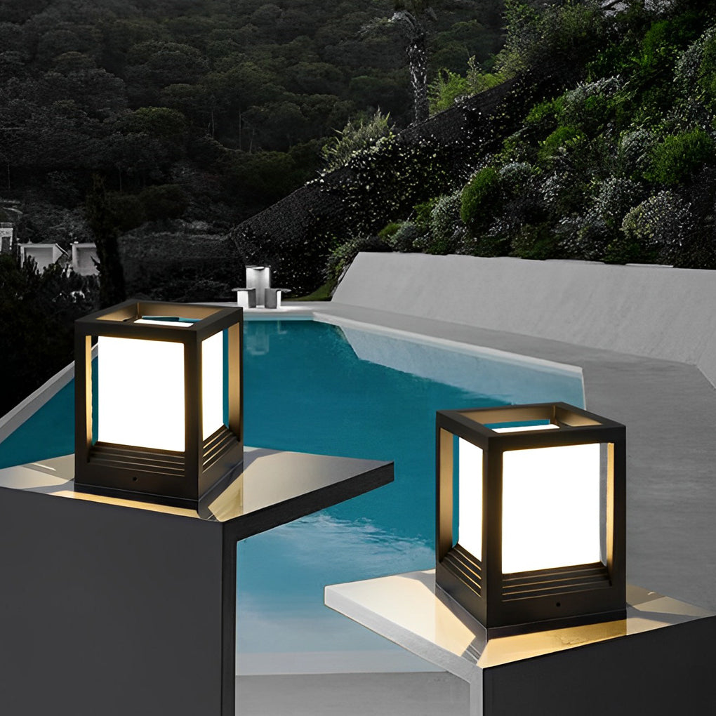 Sleek Black Solar Powered LED Fence Post Lights