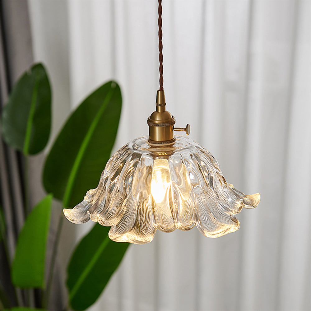 Elegant Floral Hanging Glass Lamp