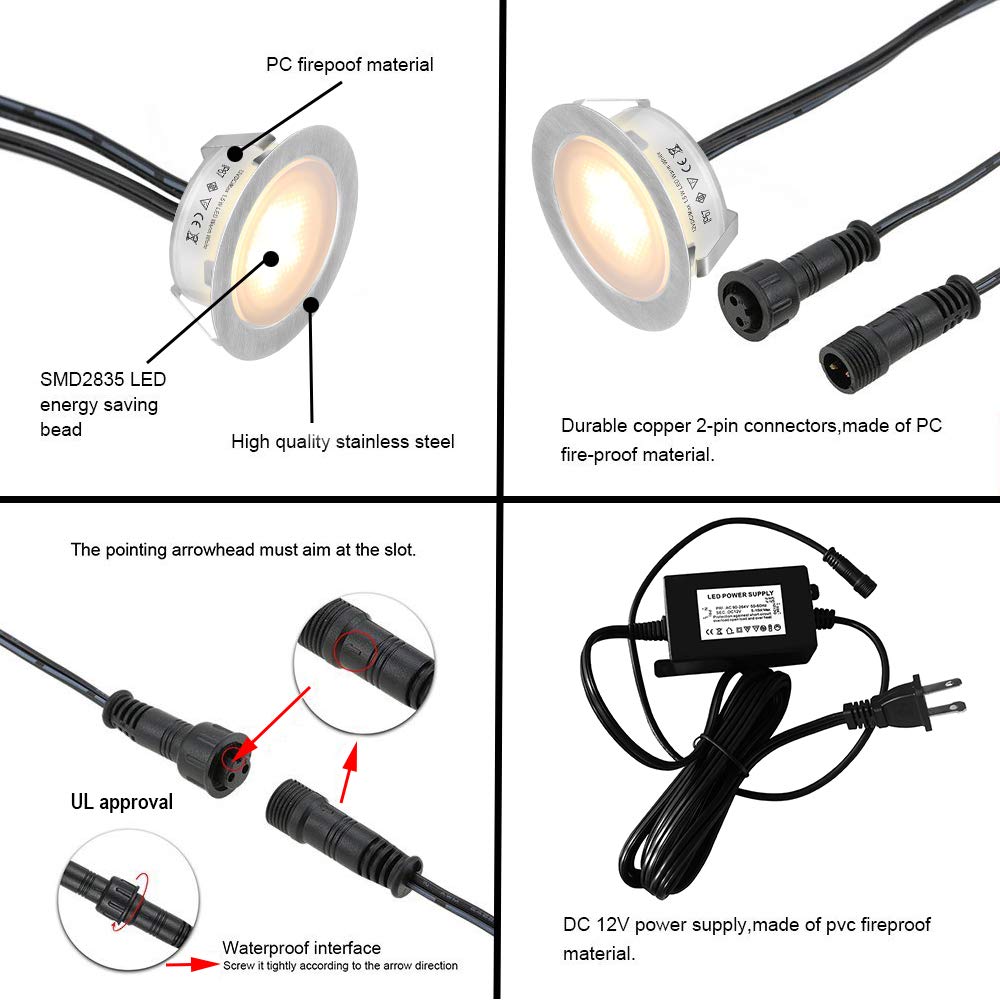Outdoor Solar Deck Lights – Weatherproof – 6 Pack