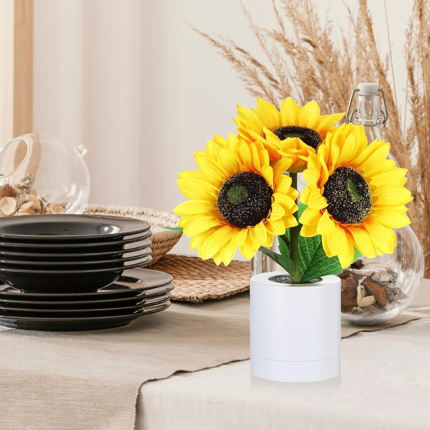 Bright Floral LED Table Lamp in Vase