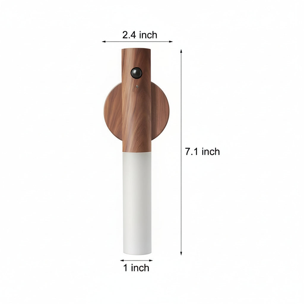 Compact Wooden LED Wall Lamp with Motion Sensor