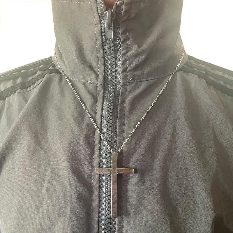 Compact Stainless Steel Cross Toothpick Necklace