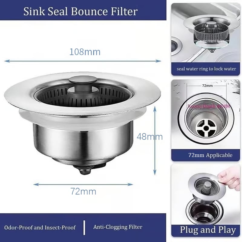 Improved Kitchen Sink Basket Drain Strainer