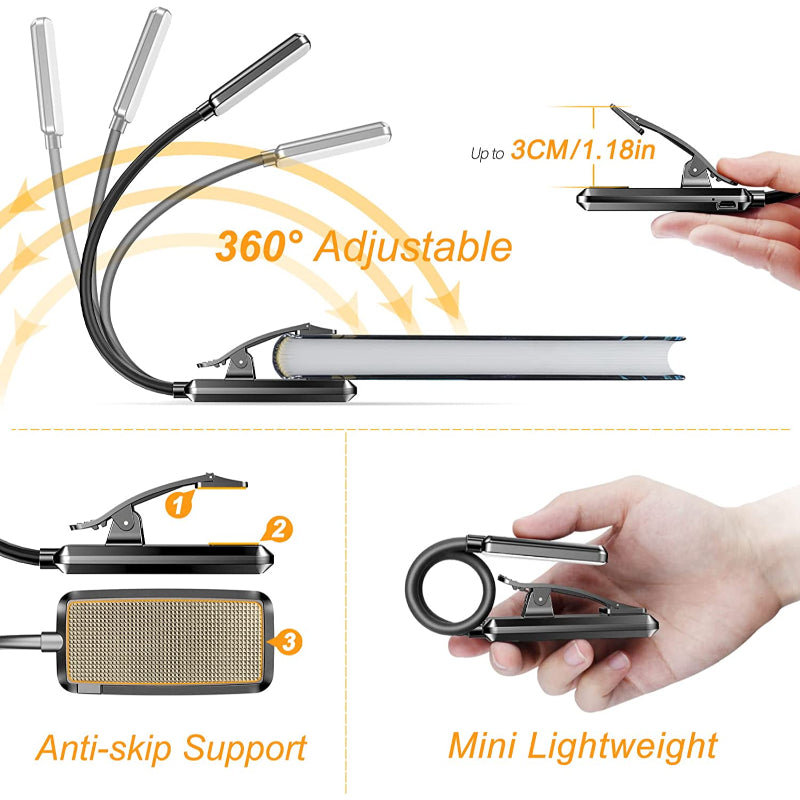 Portable Rechargeable LED Clip On Reading Light
