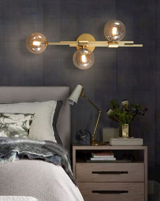Warm 3 Globe Glass Wall Light - Amber