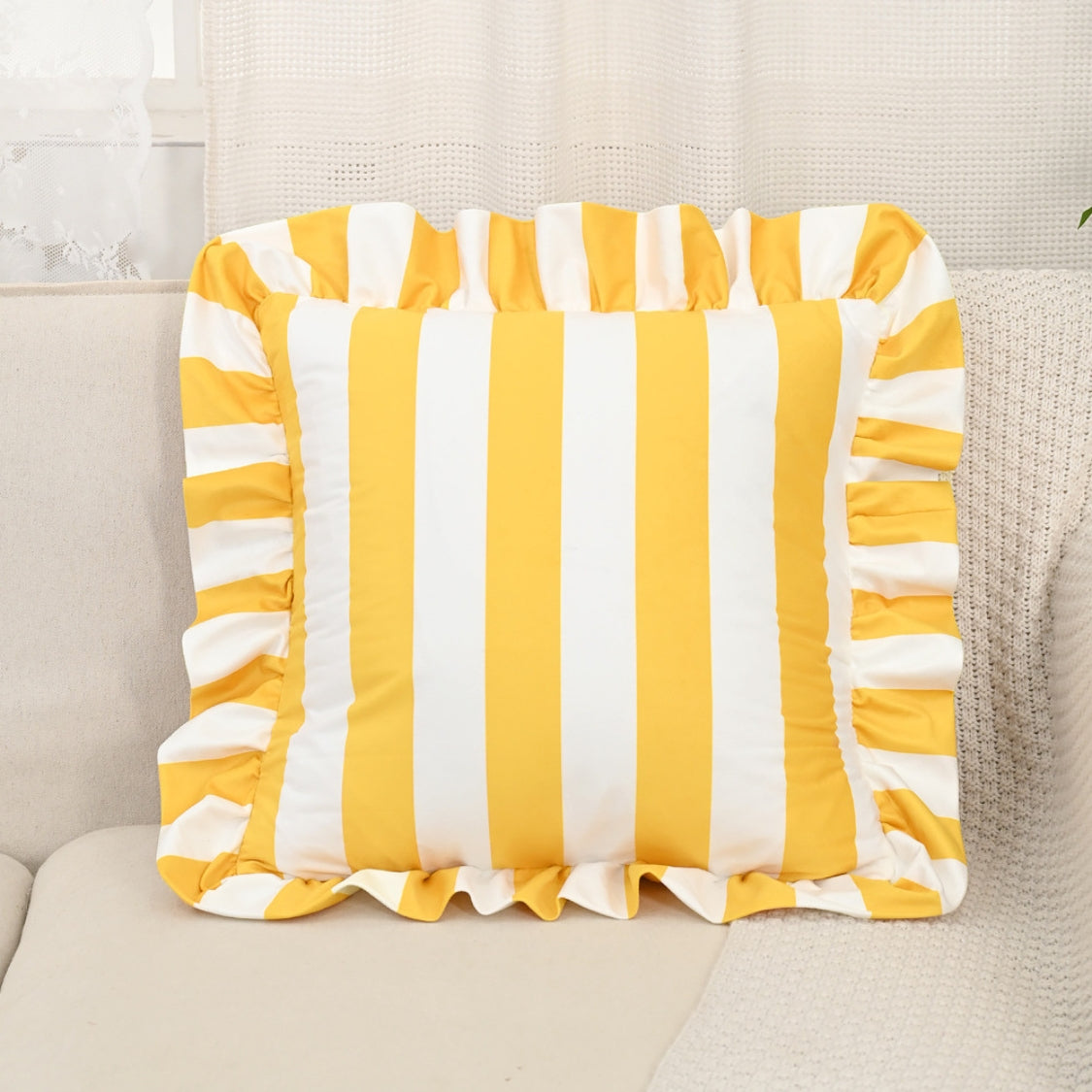 Vintage Floral Ruffled Pillow Cover