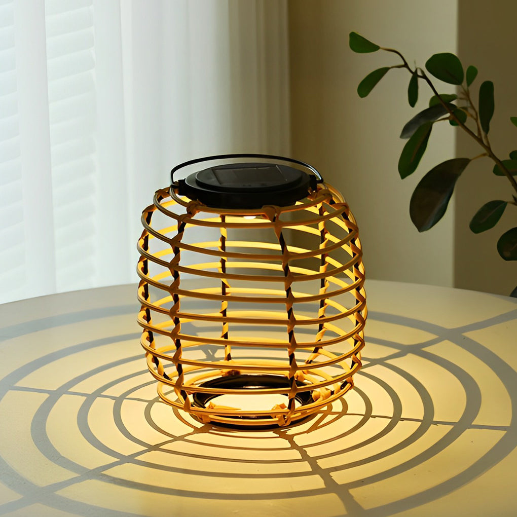 Outdoor Solar Powered Rattan Garden Lamp