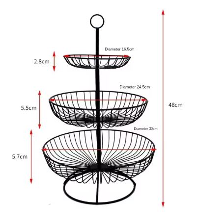 Premium 3-Tier Gold and Black Fruit Stand