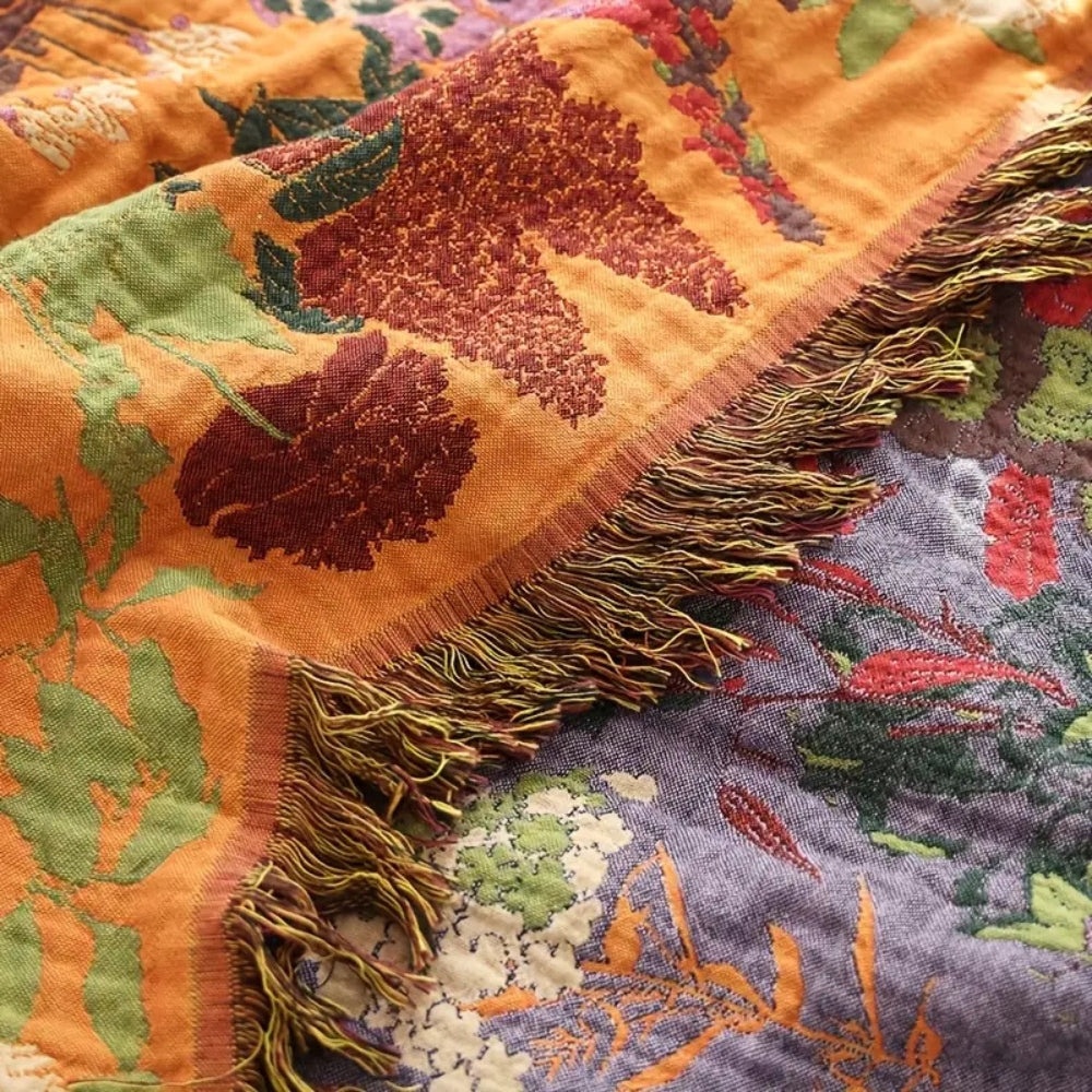 Soft Reversible Floral Throw Blanket