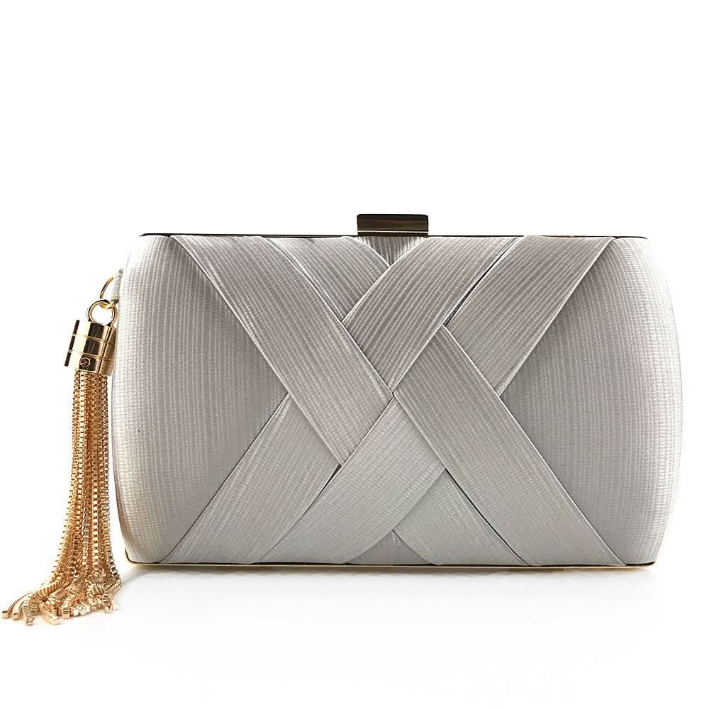 Elegant Satin Clutch Evening Bag with Tassel