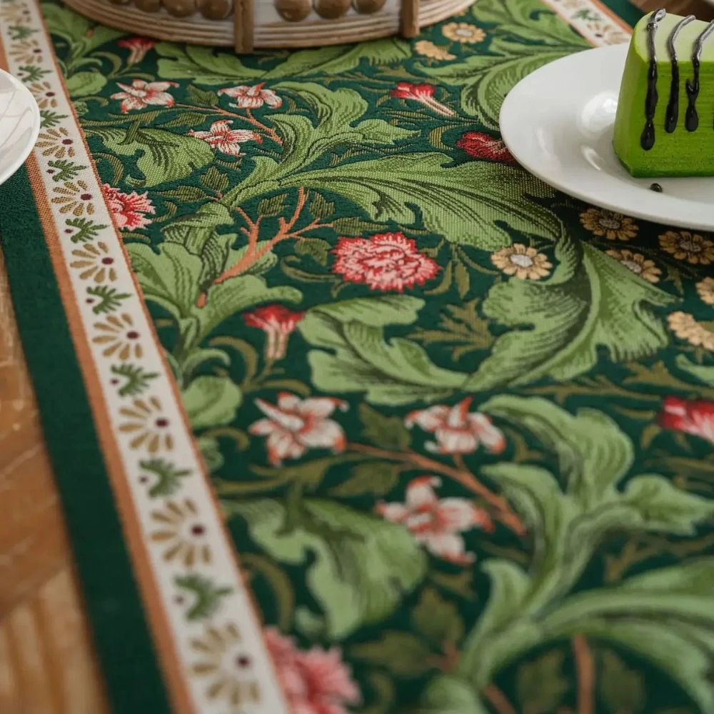 Elegant Floral Embroidered Table Runner