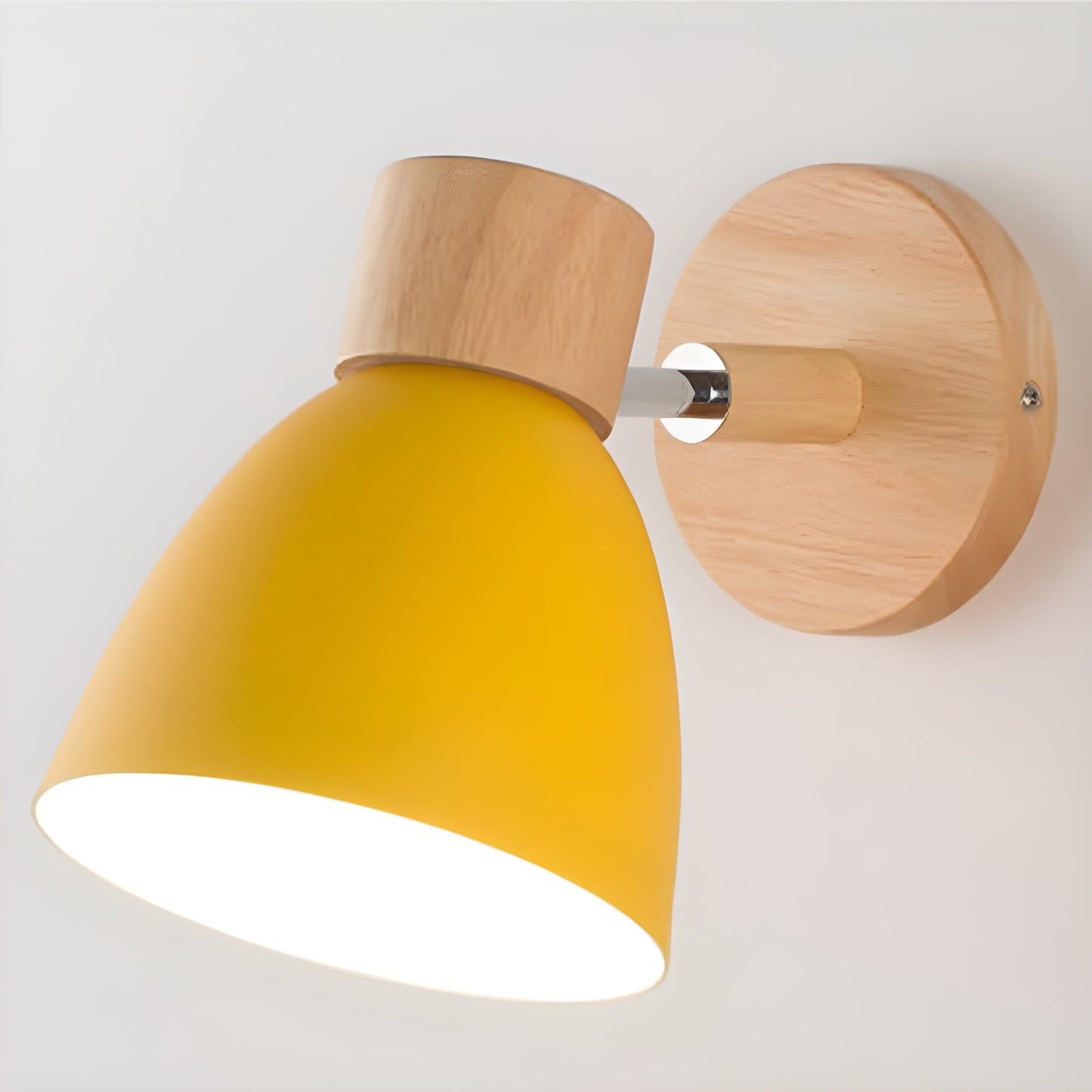 Rustic Wooden Bedroom Wall Light with Switch