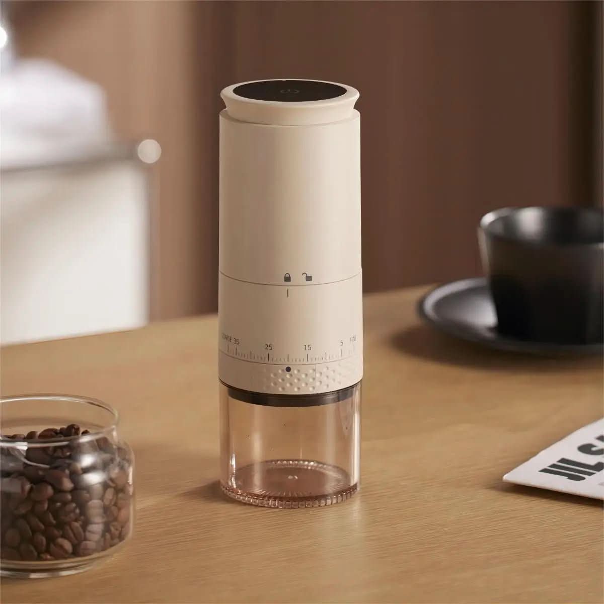 Compact Electric Coffee Grinder with Adjustable Grind