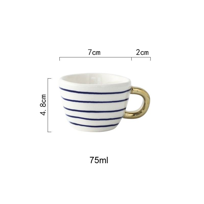 Unique Geometric Mug with Gold Accent Handle