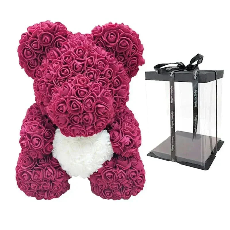 Cute Pink Bear with Soft Flower Details - 40cm